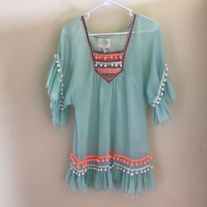 Z&L Europe beach cover-up with Pom Poms